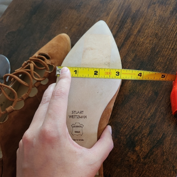 STUART WEITZMAN Brown Suede Stringdown Flats - Picture 11 of 12